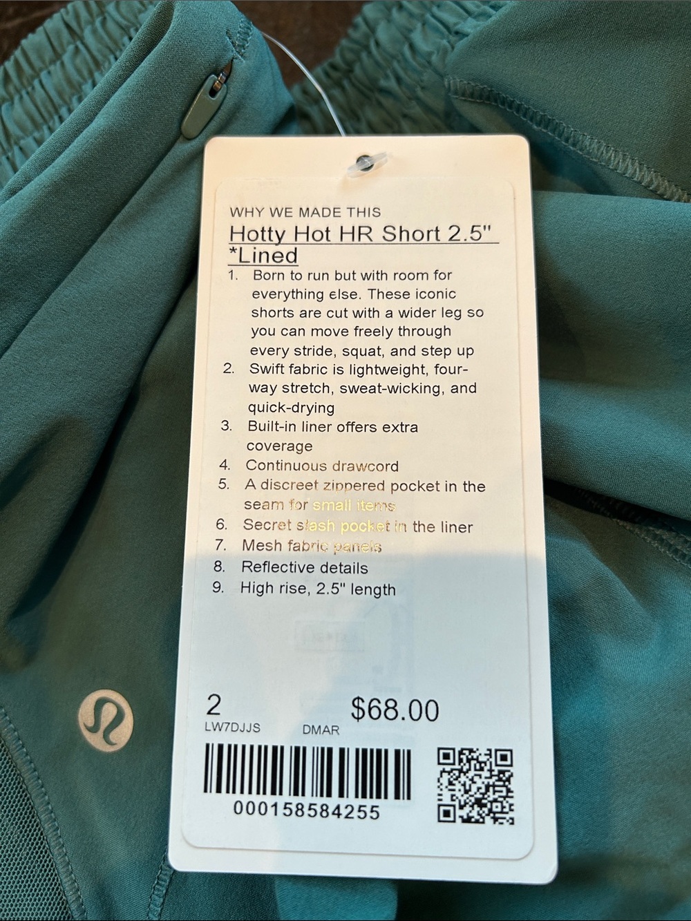 lululemon Hotty Hot green-Teal Athletic Shorts - Picture 6 of 6